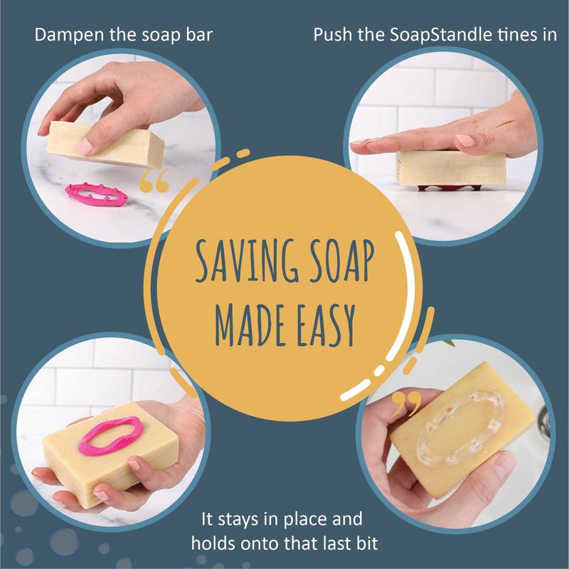 SoapStandle Bar Soap Gripper No Goo or Mess Soap Holder for Bath and Showers 2 Pack, Pink Bathroom Accessories - Image 4